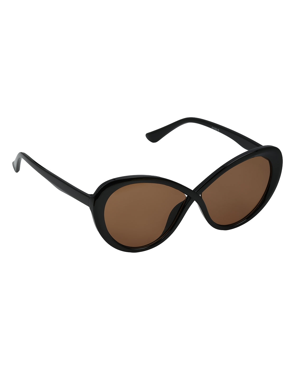 Women Black Toned UV Protected Brown Lens Oval Sunglasses