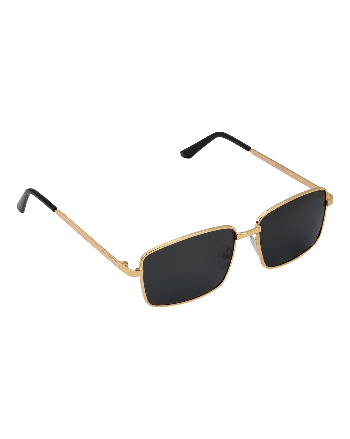 Men Gold and Black Toned Black Polarised Lens Rectangle Sunglasses