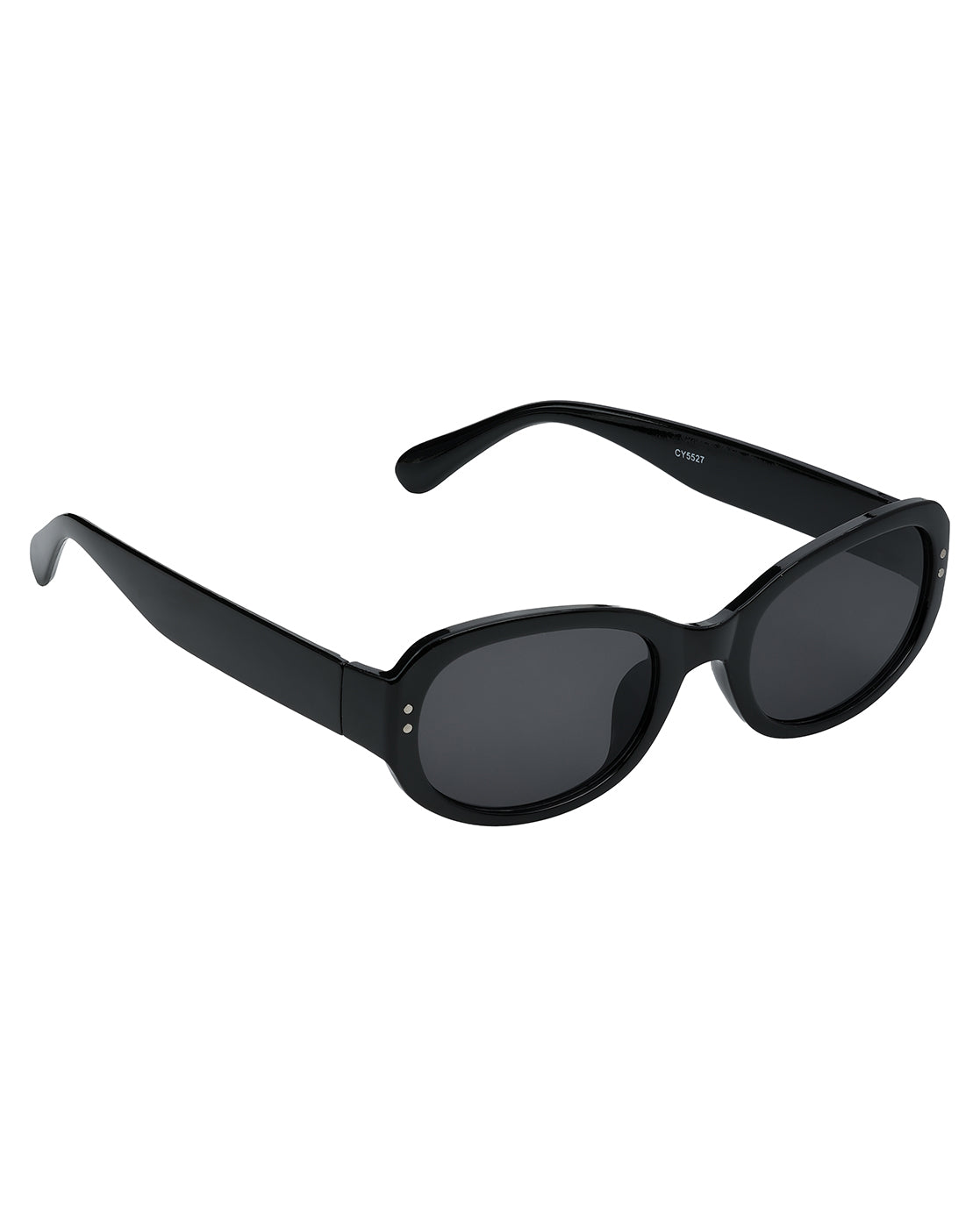 Women Black Toned UV Protected Black Lens Oval Retro Sunglasses