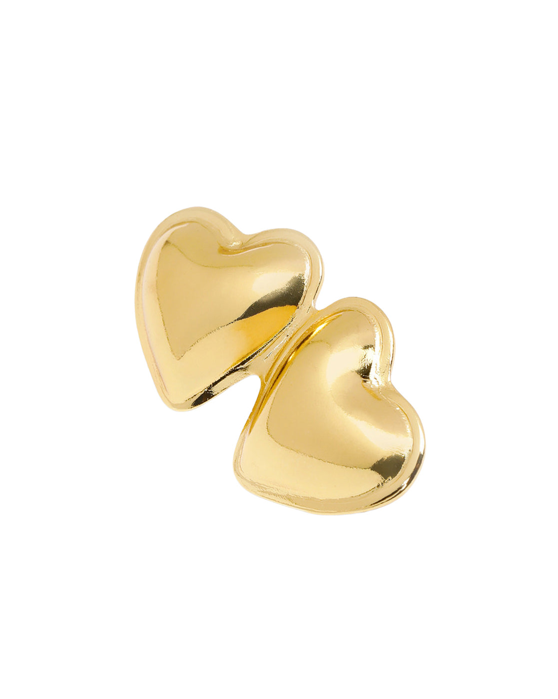 Gold Plated Minimal Twin Heart Stud Earring