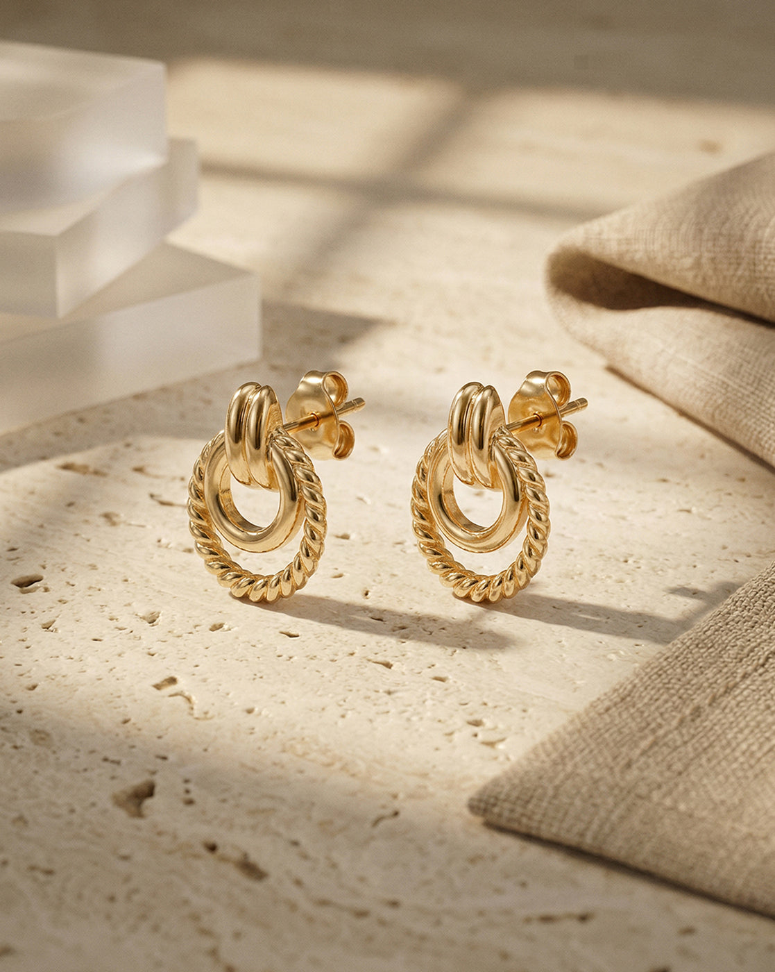 18kt Gold Plated Circular Stud Earring
