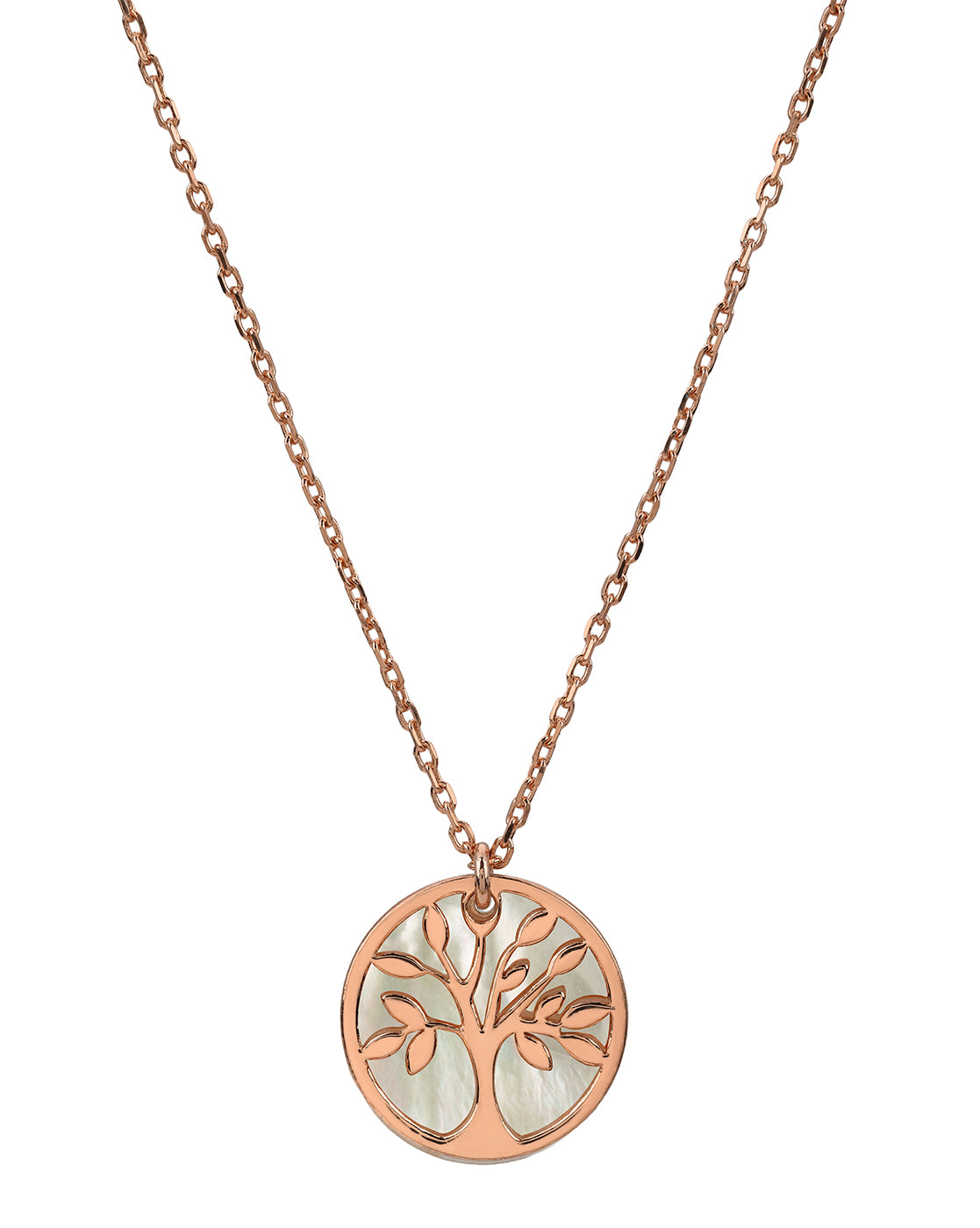 18kt Rose Gold Plated MOP Tree of Life Pendant and Chain