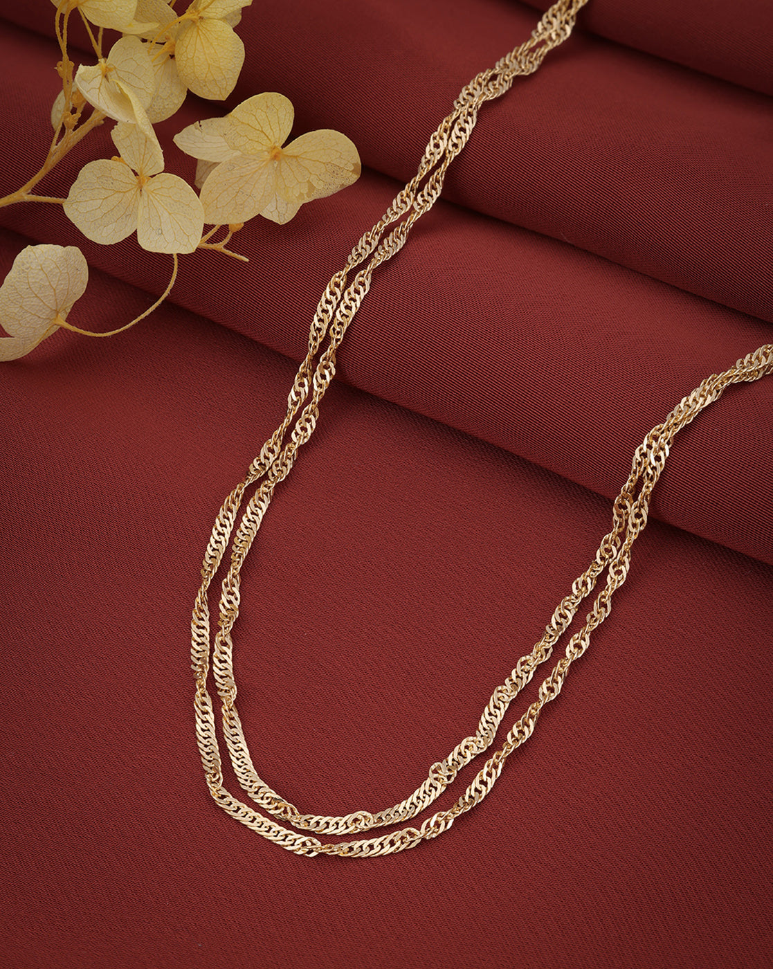 18kt Gold Plated Double Twisted Chain Necklace