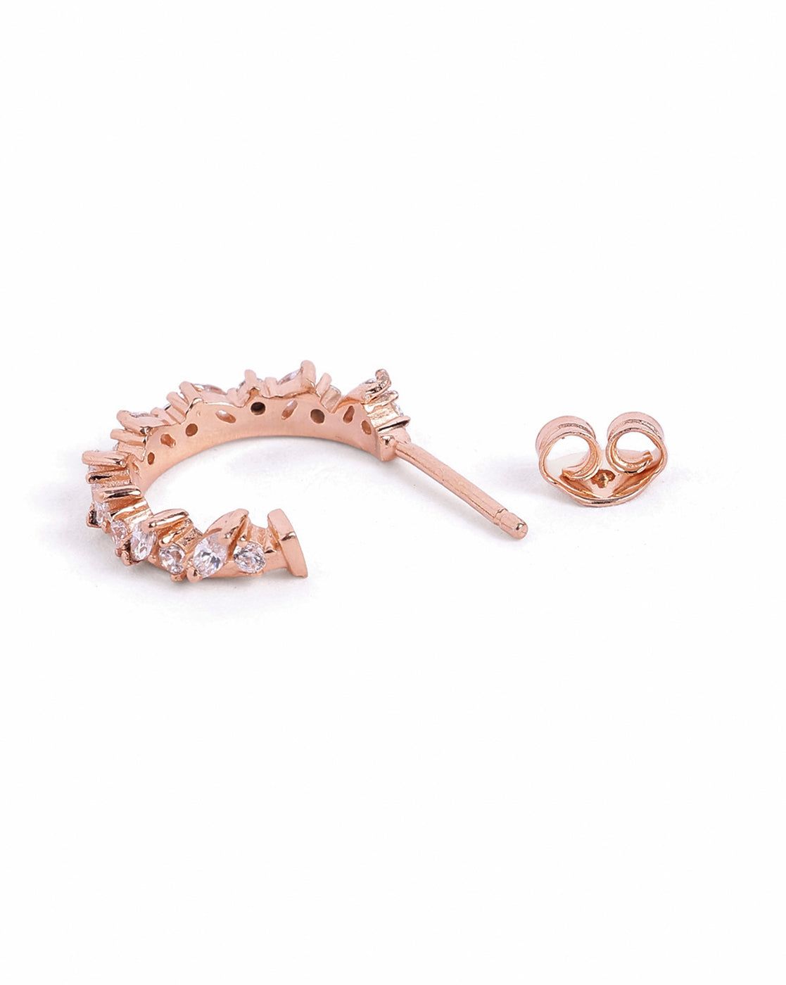 18kt Rose Gold Plated CZ Half Hoop Earring