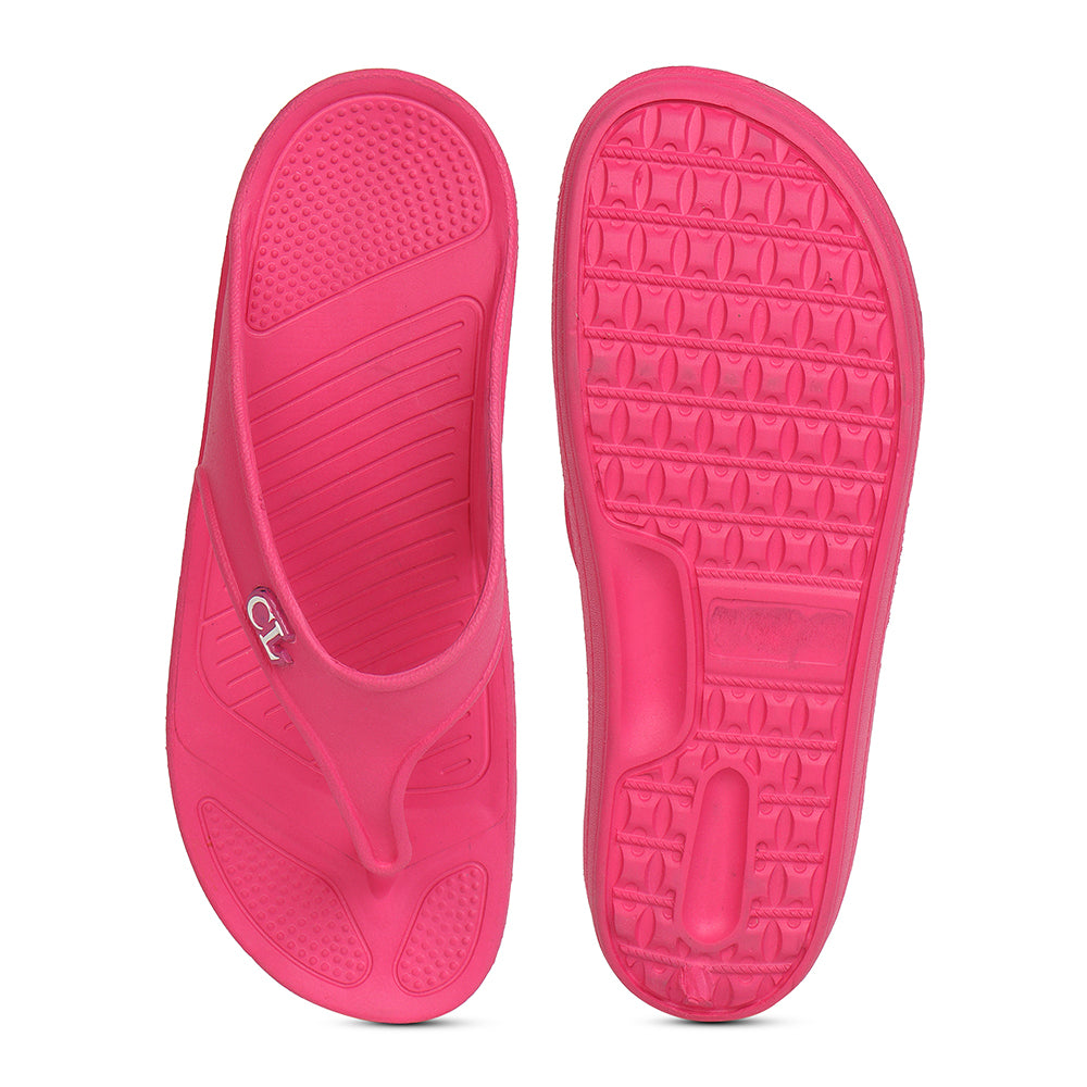 Women Fuchsia Comfortable Wedge Flip Flops