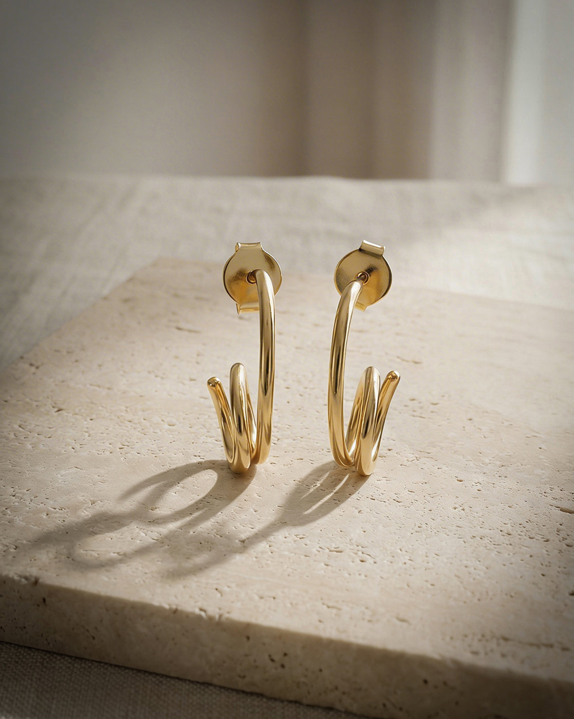 18kt Gold Plated Spiral Half Hoop Earring