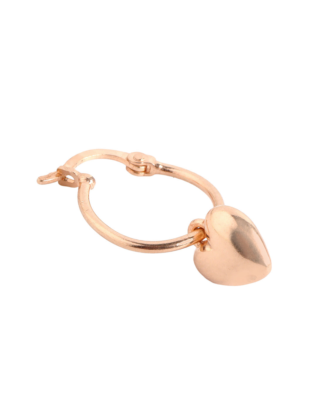 18kt Rose Gold Plated Modern Dangling Heart Hoop Earring