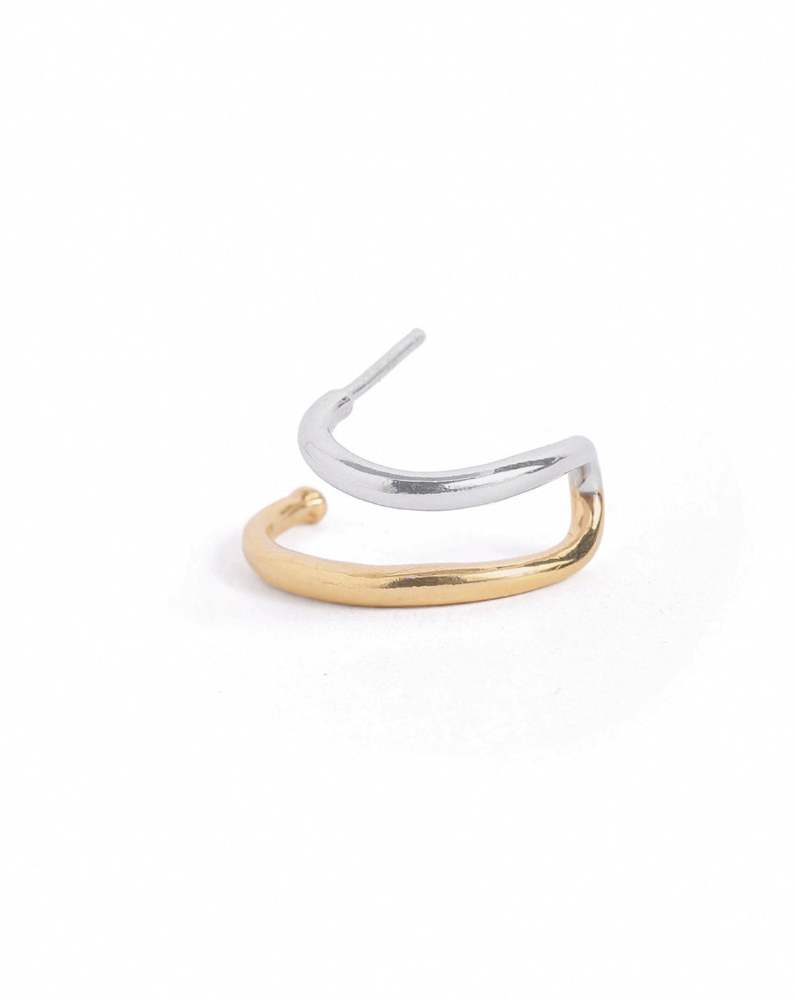 18kt Gold & Rhodium Plated Ear Lobe Cuff Stylish Earring