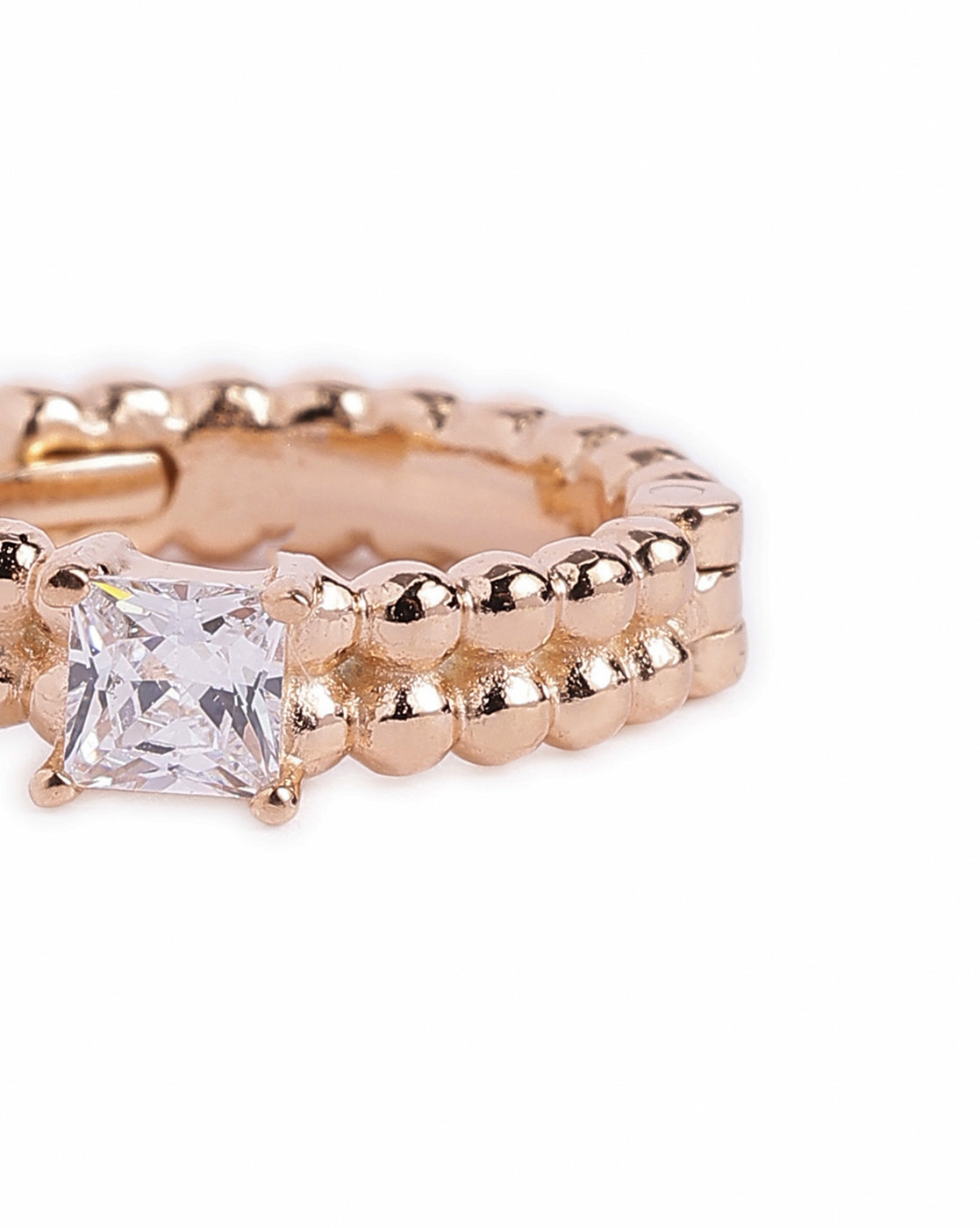 18kt Rose Gold Plated Solitaire Huggie Hoop Earring