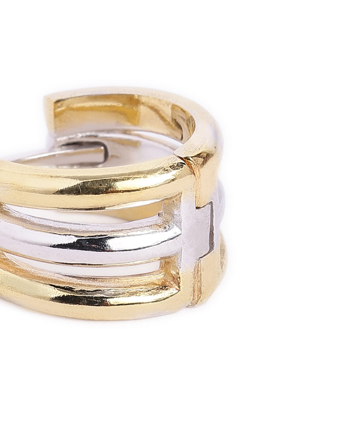 18kt Gold & Rhodium Plated Fashionable Layered Huggie Hoop Earring