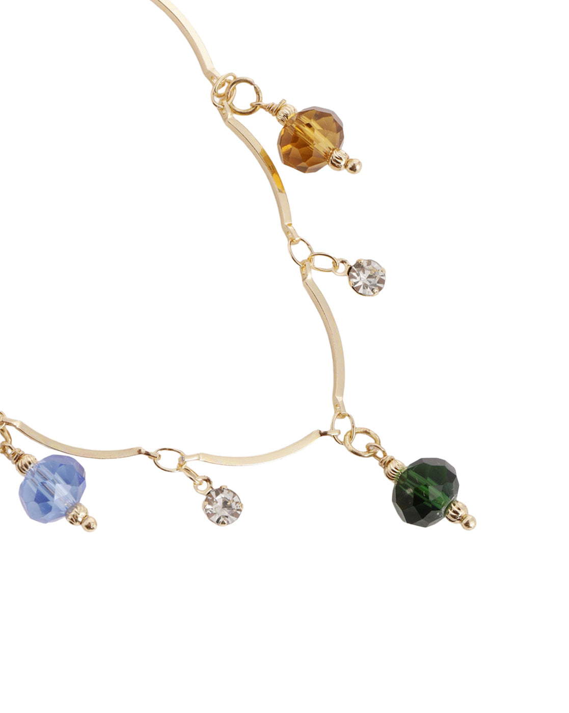Gold Plated CZ and Crystal Multicolor Charm Necklace
