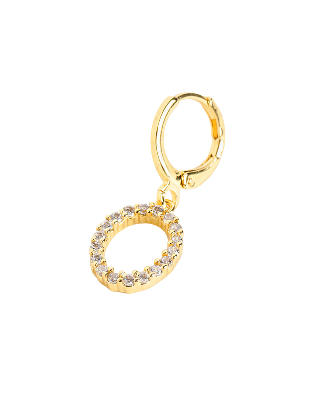 Gold Plated Contemporary Geometric CZ Hoop Earrings