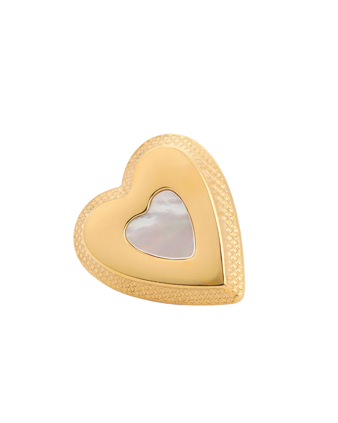 Premium Gold Plated Mother of Pearl Heart Bold Stud Earring