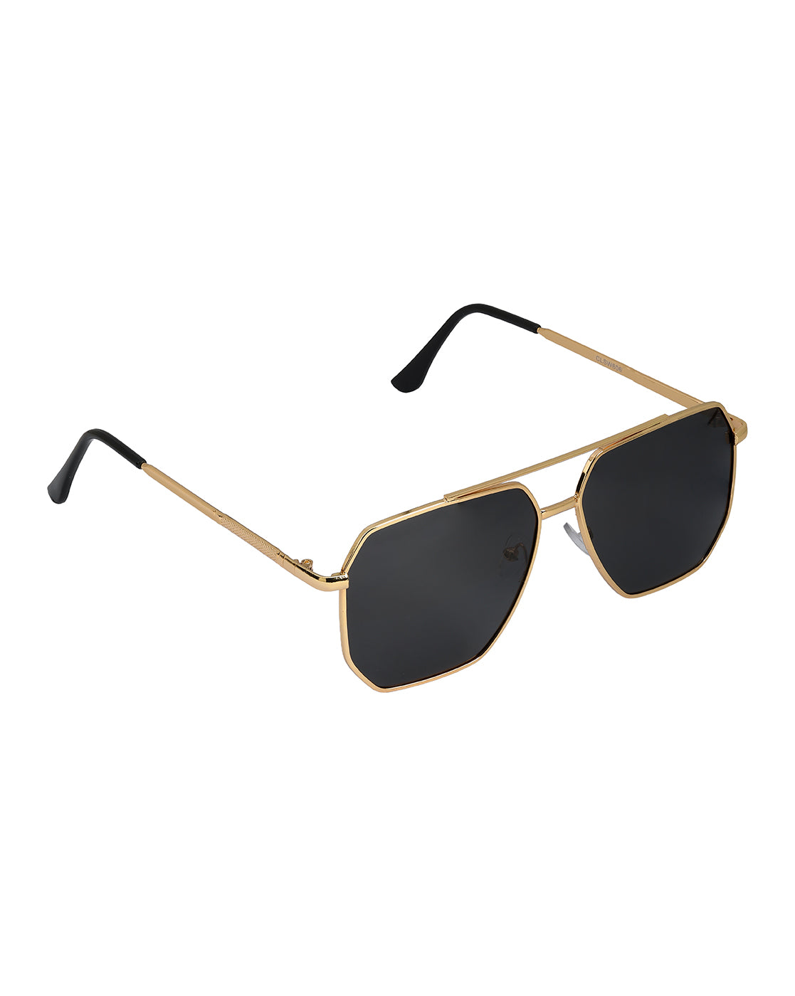 Women Gold and Black Toned Black Polarised Lens Rectangle Sunglasses
