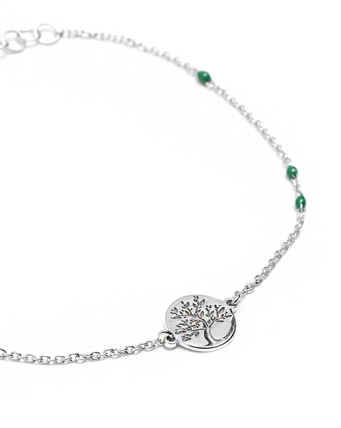925 Sterling Silver Rhodium Plated Tree Of Life Enamel Charm Bracelet