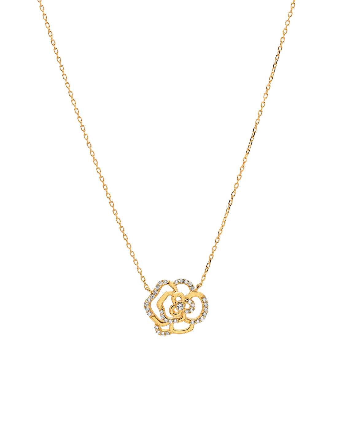 18kt Gold Plated CZ Floral Bold Necklace