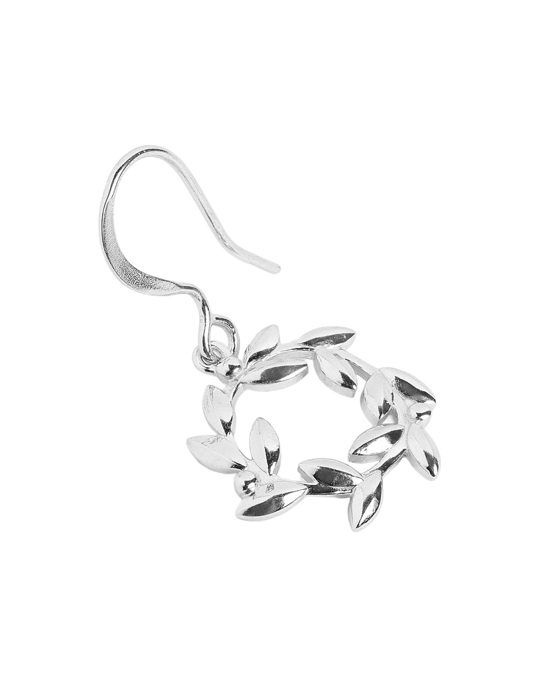 Rhodium Plated Elegant Floral Wreath Drop Earring
