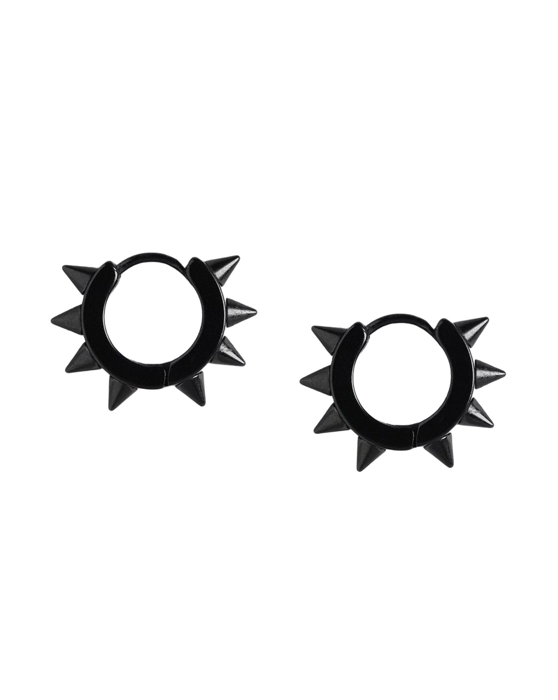 Men Black Toned Spike Hoop Earring
