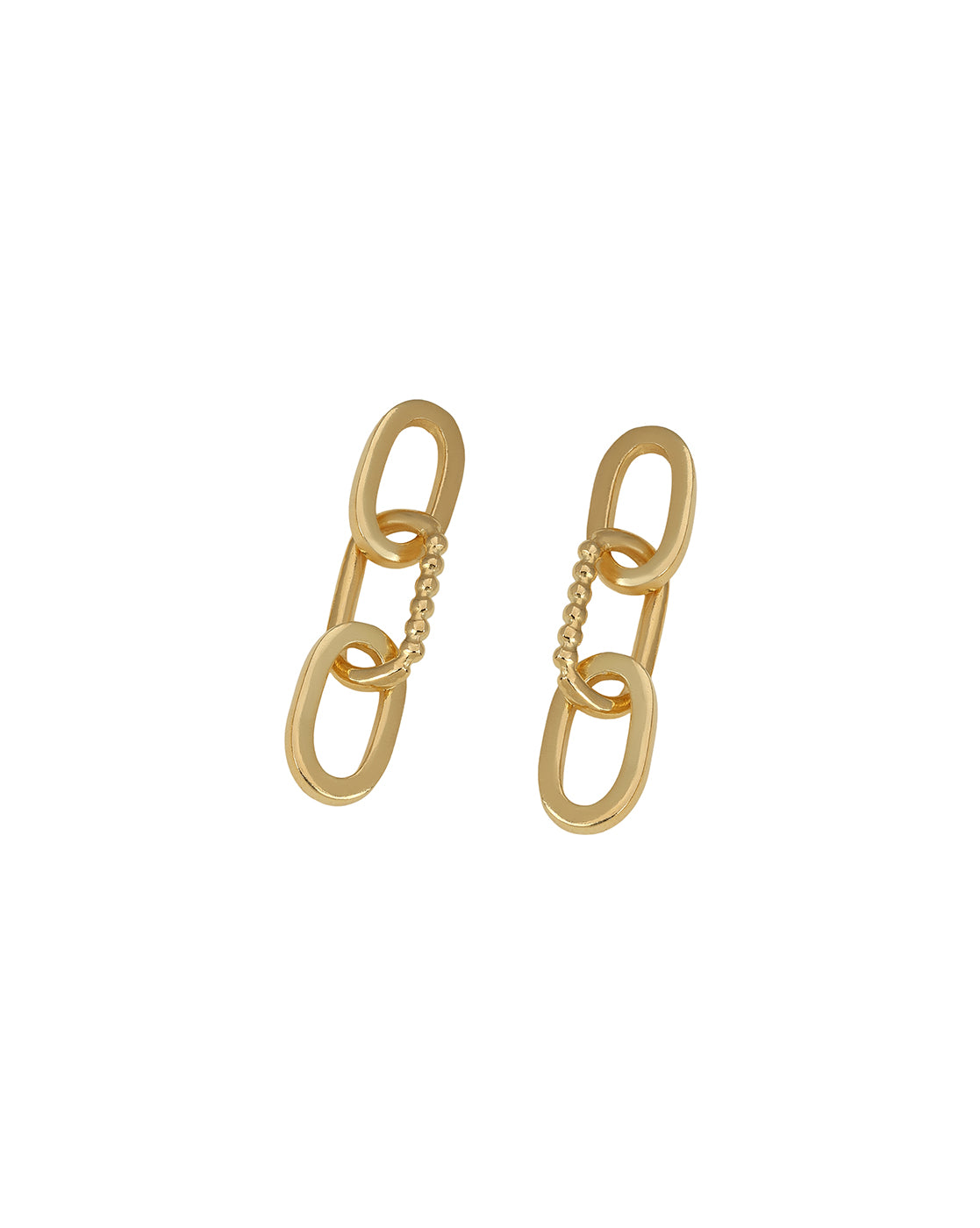 18kt Gold Plated Triple Link Interlocking Drop Earring