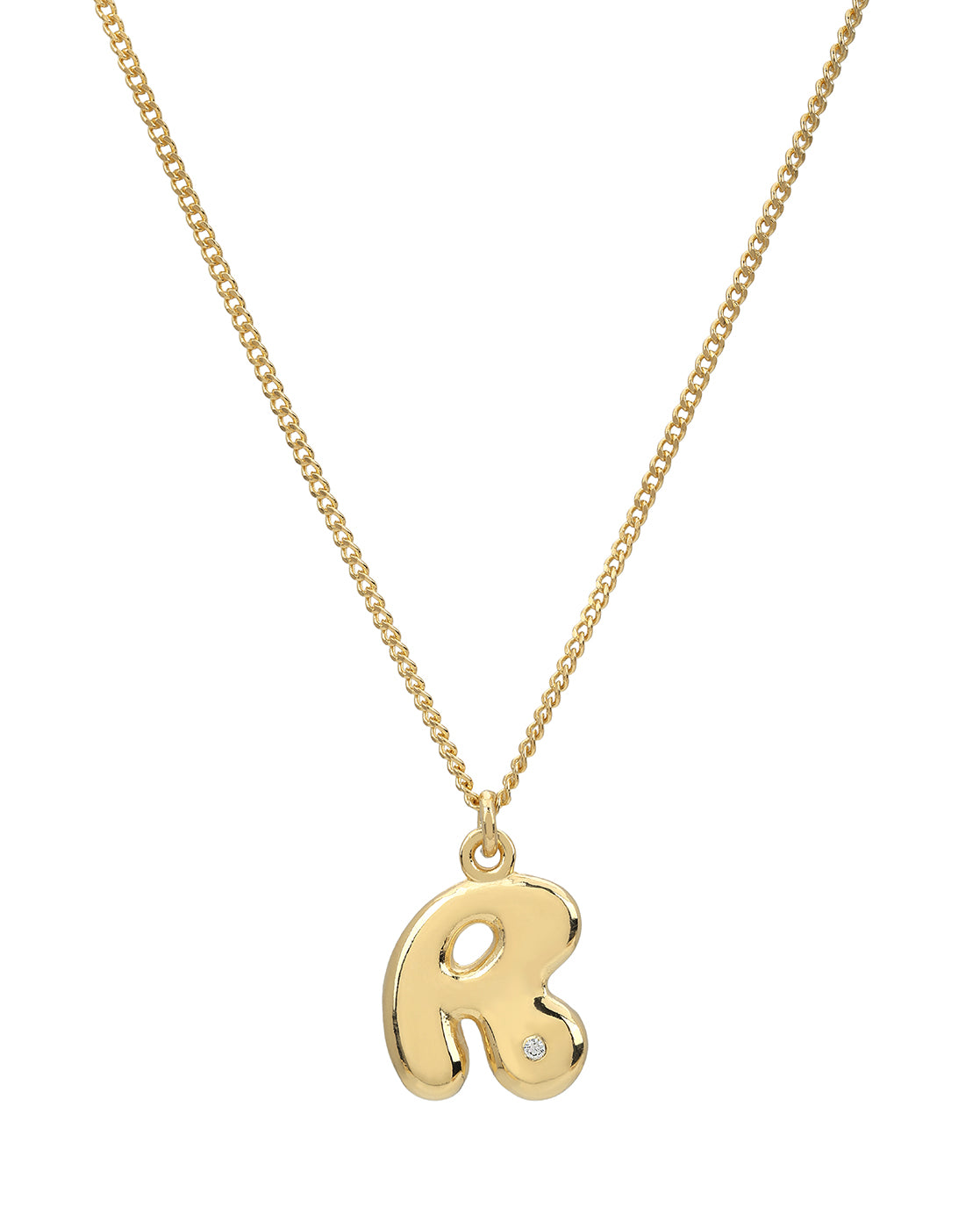 18Kt Gold Plated CZ 3D Balloon Letter A Pendant and Chain