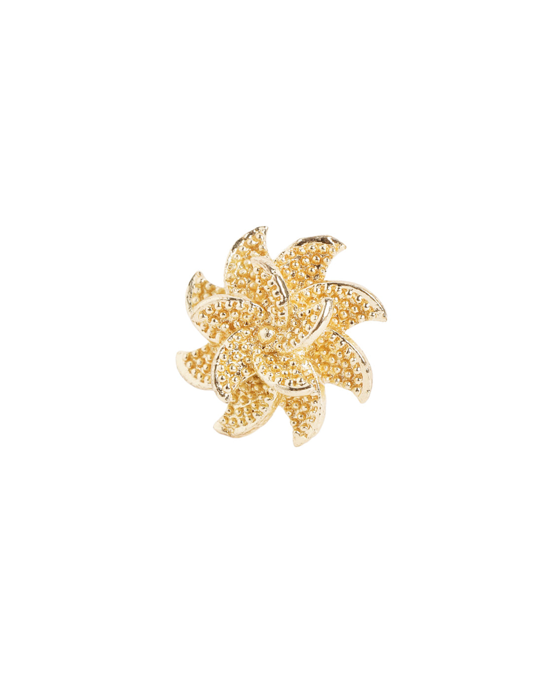Gold-Plated Intricate Flower Textured Stud Earrings