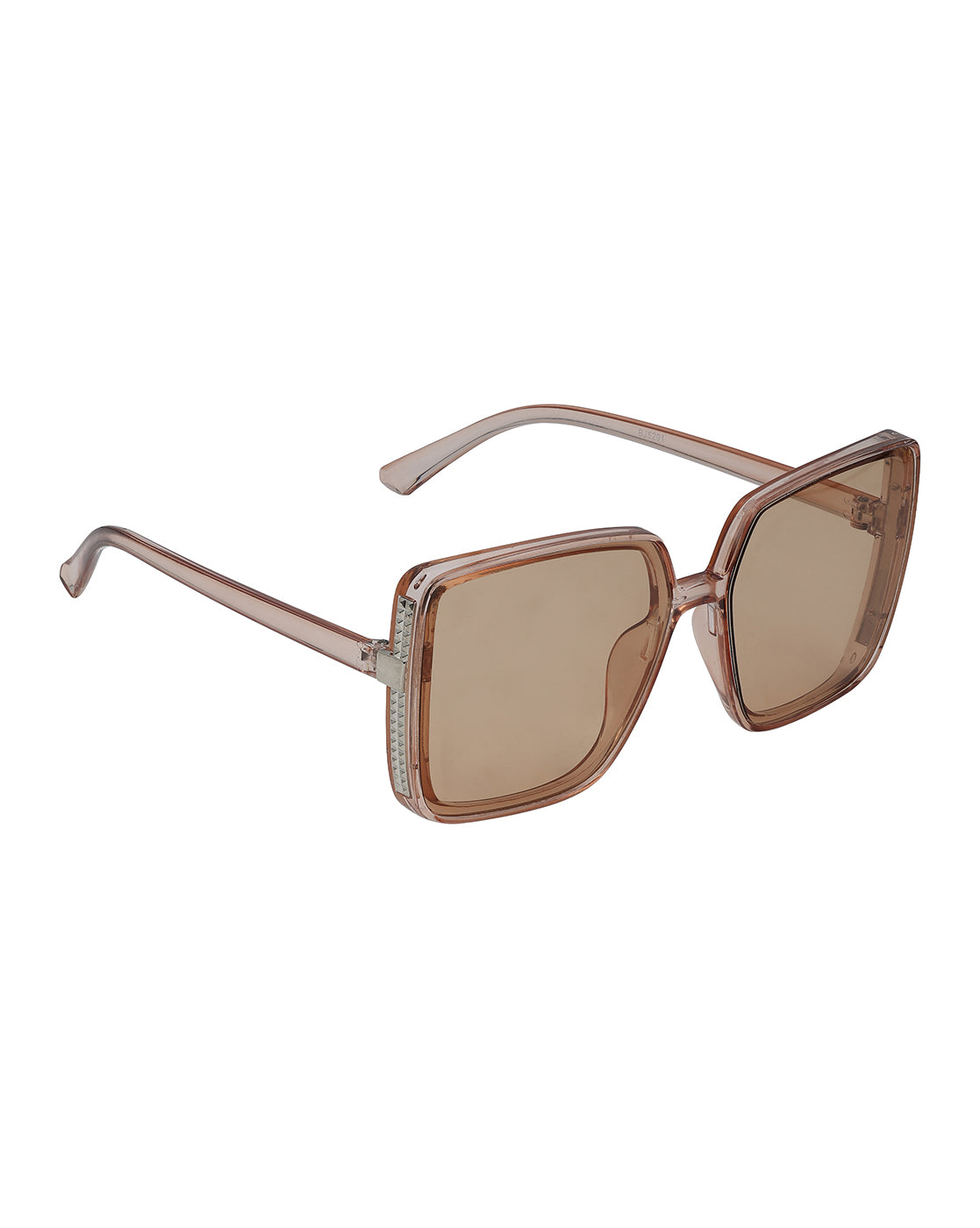 Women Nude & Silver Toned UV Protected Clear Lens Oversized Sunglasses
