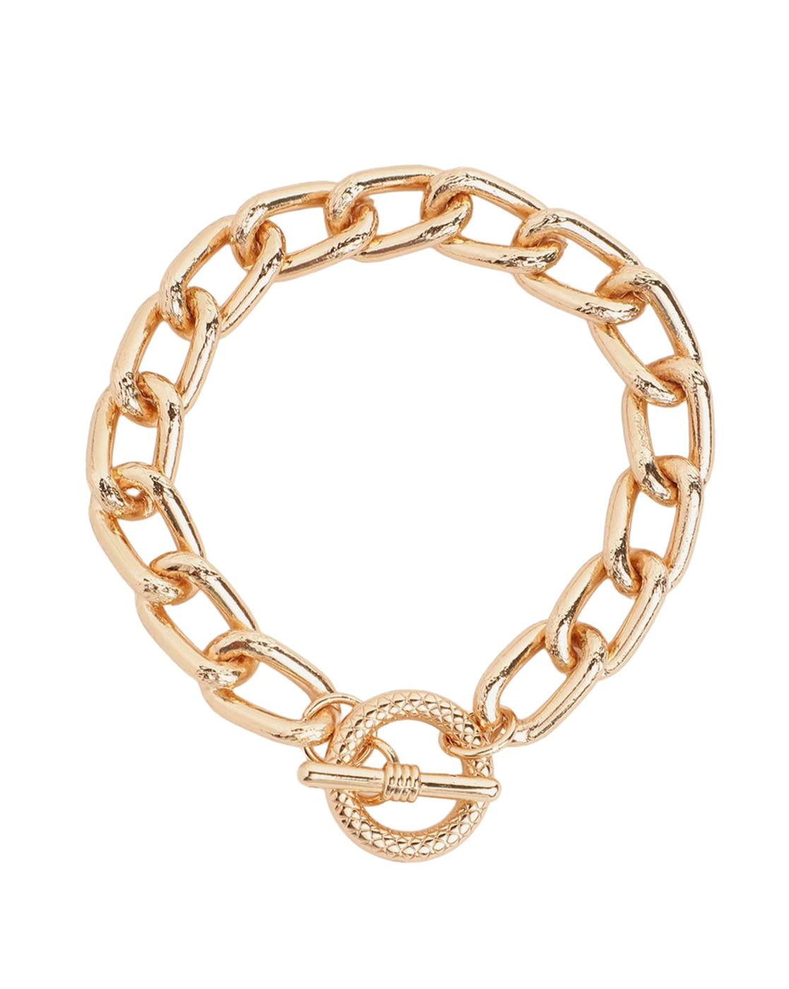 Men Gold Plated Large Cuban Link Toggle Bracelet