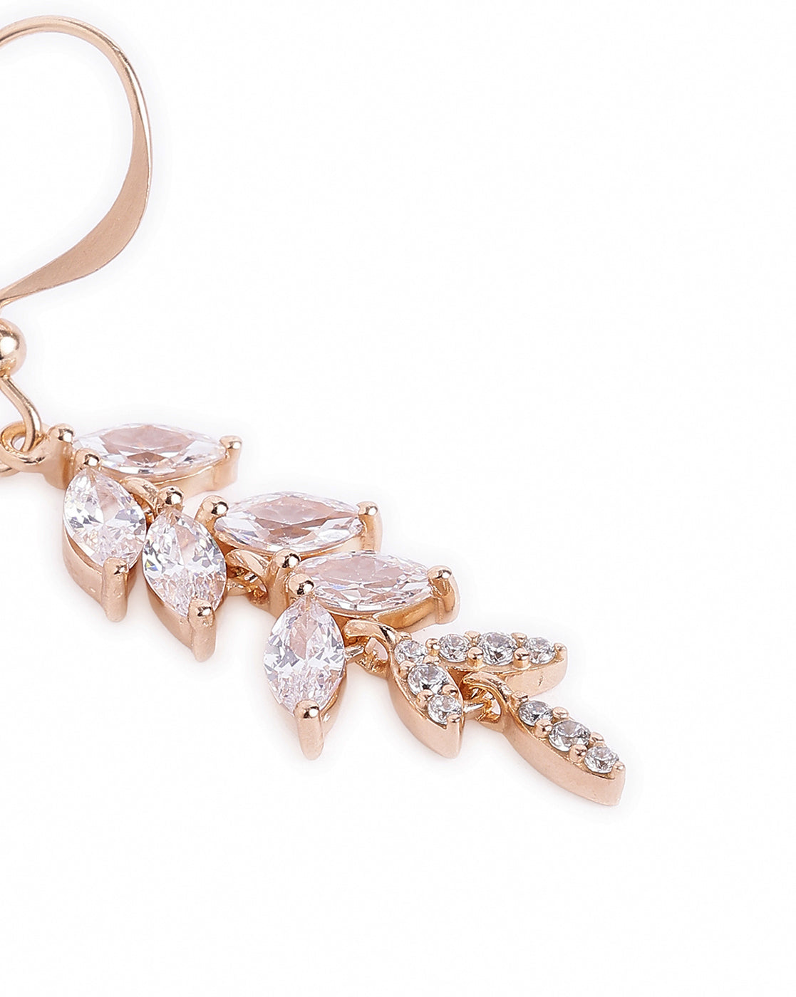 18kt Rose Gold Plated Marquise CZ Dangling Leaf Drop Earring