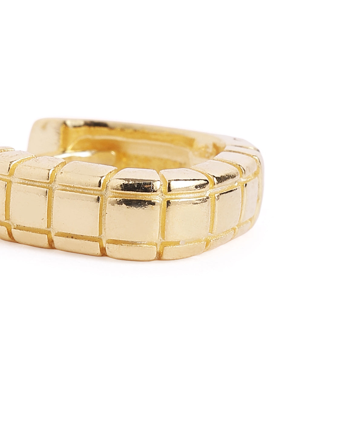 18kt Gold Plated Square Mini Hoop Textured Earring