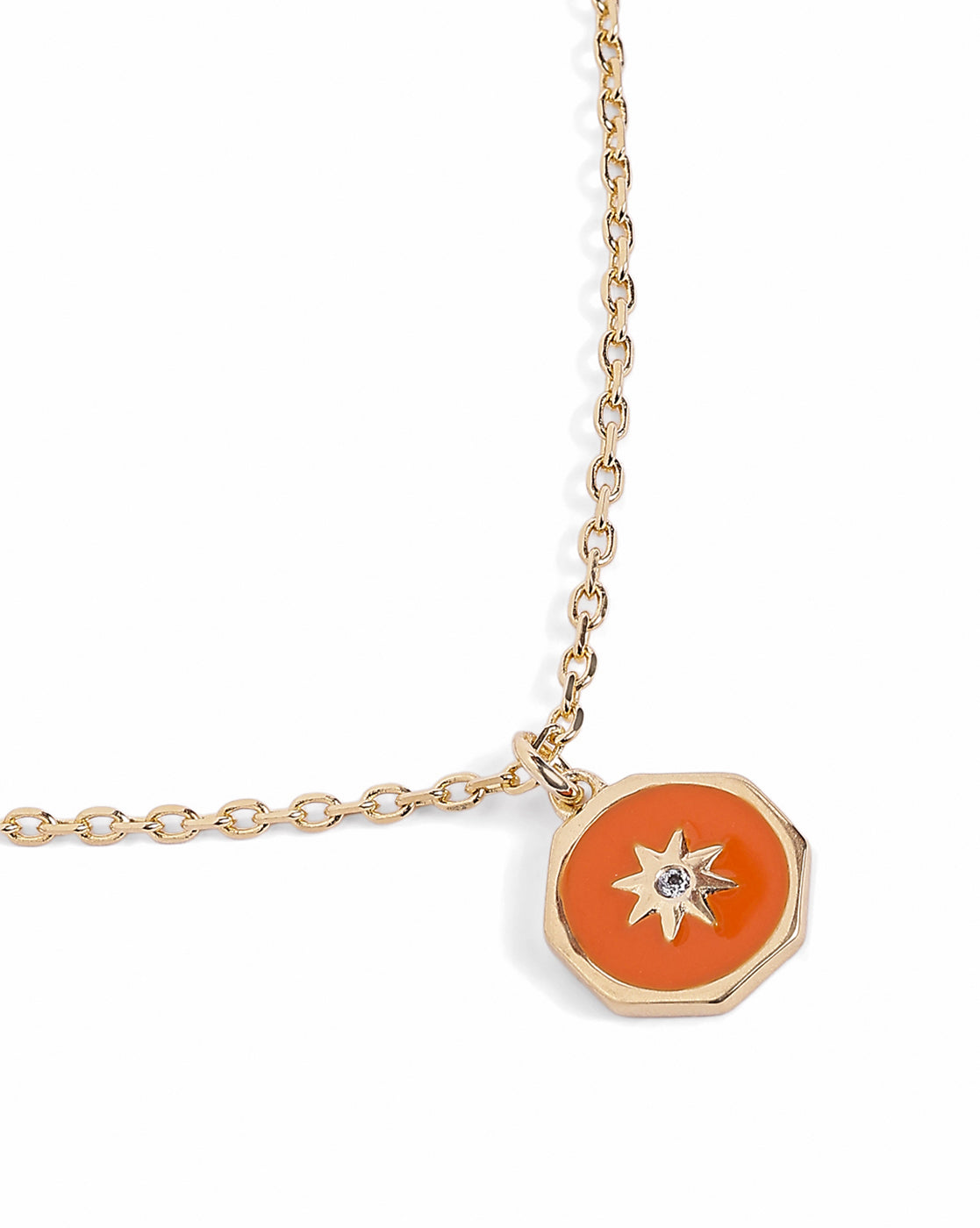 18kt Gold Plated CZ Burst Star Enamel Pendant and Chain Necklace