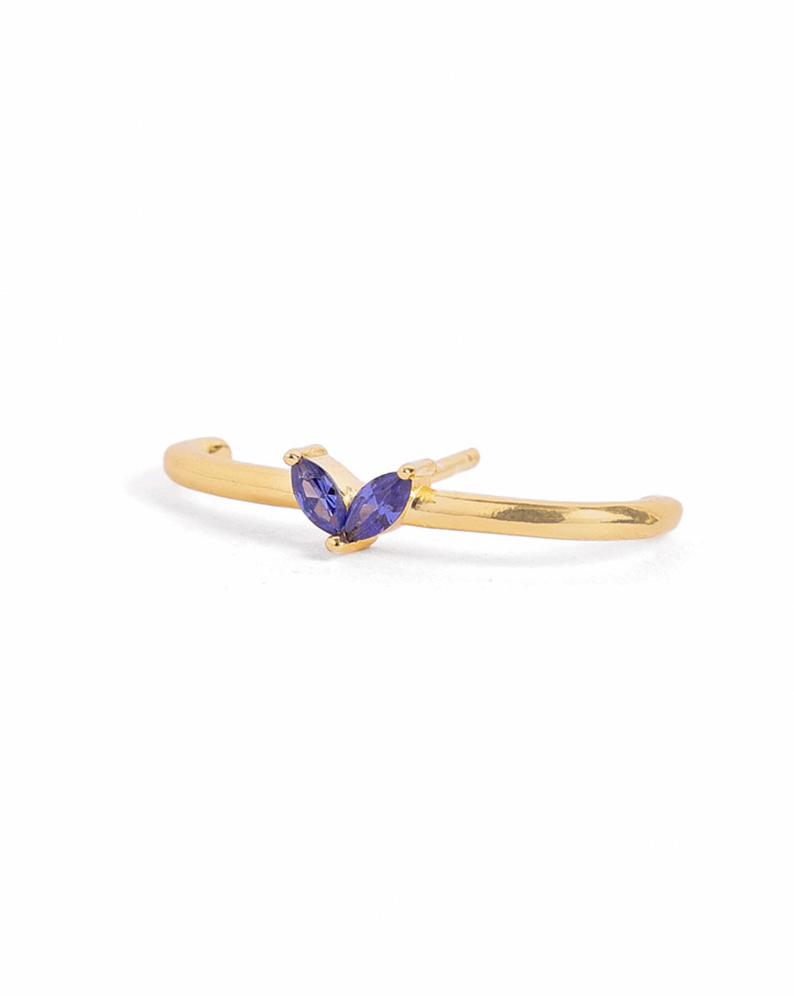 18kt Gold Plated Sapphire Studded Buttefly Ear Lobe Earring