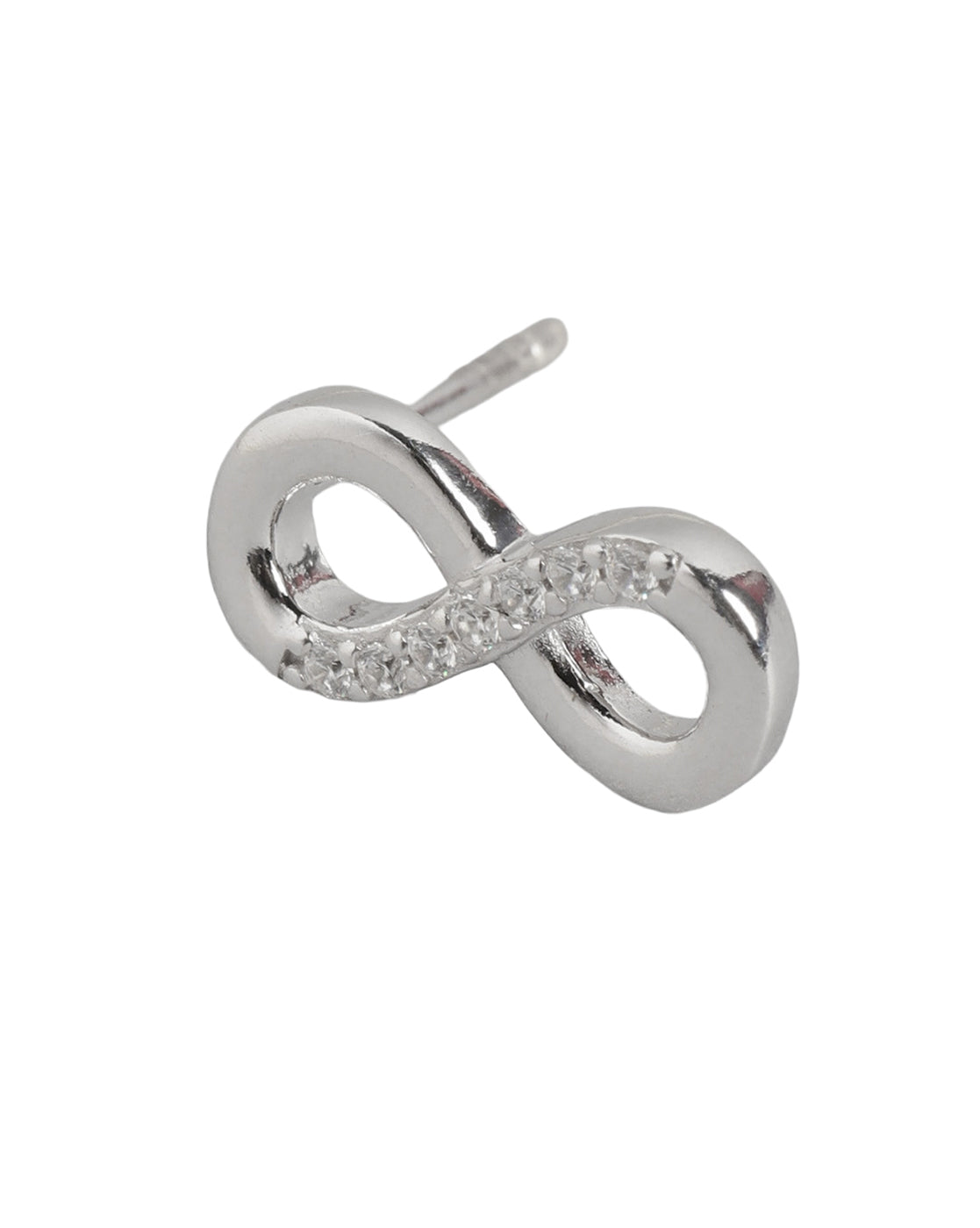 925 Sterling Silver Rhodium Plated CZ Infinity Petite Stud Earring