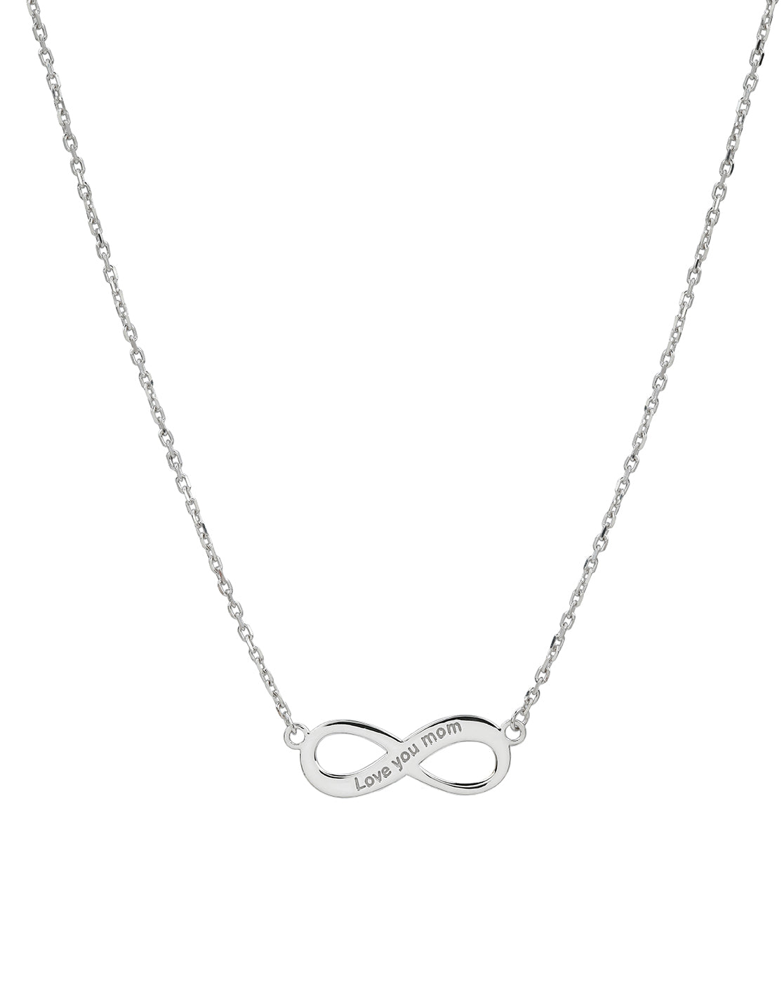 925 Sterling Silver Rhodium Plated Infinity “I Love You” Mom Necklace