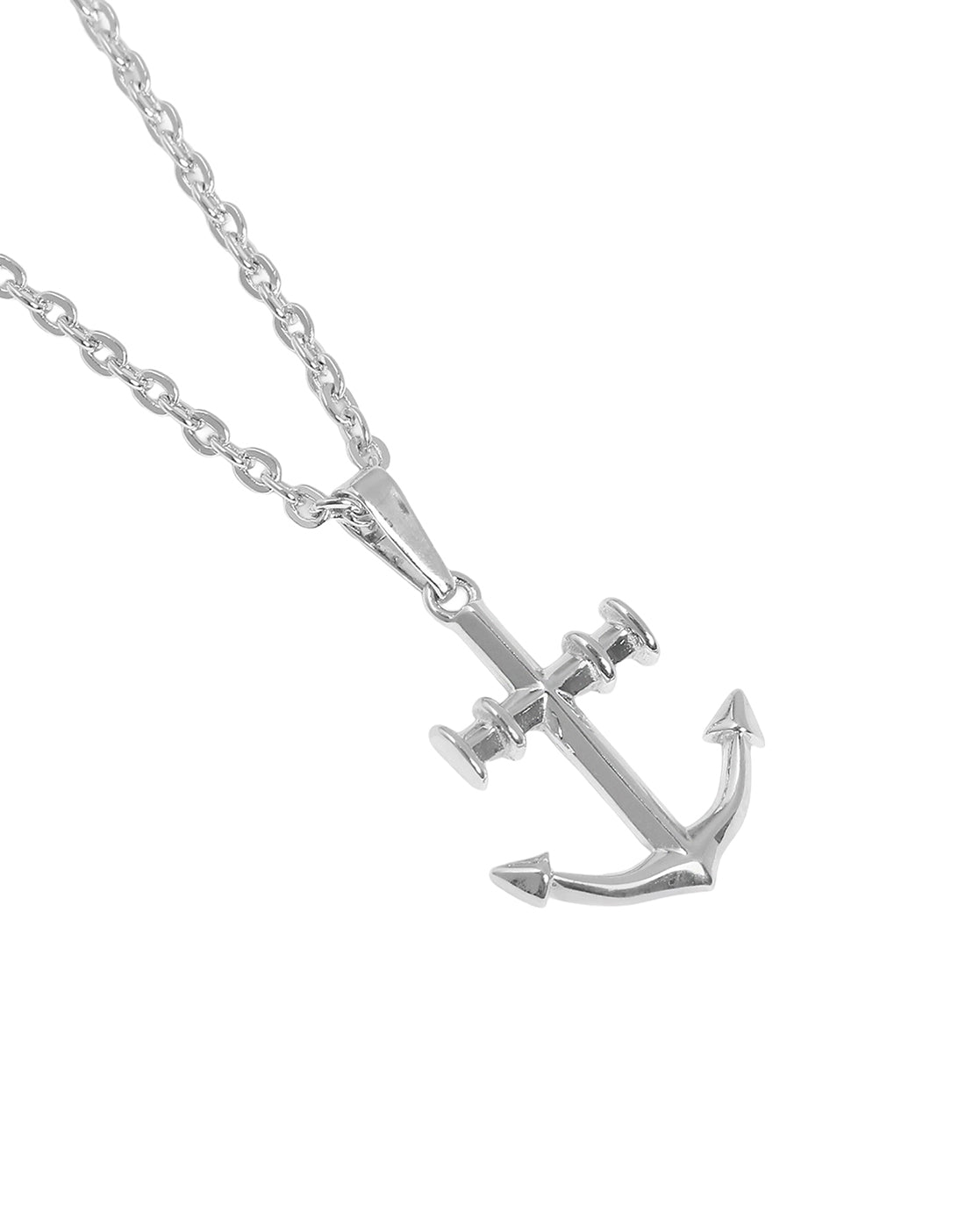 Rhodium Plated Classic Mariners Anchor Pendant for Men