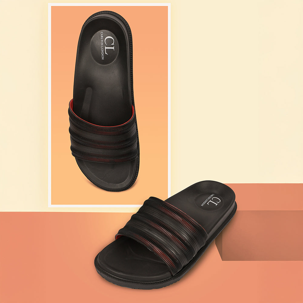 Men Textured Comfort Slip On Slider