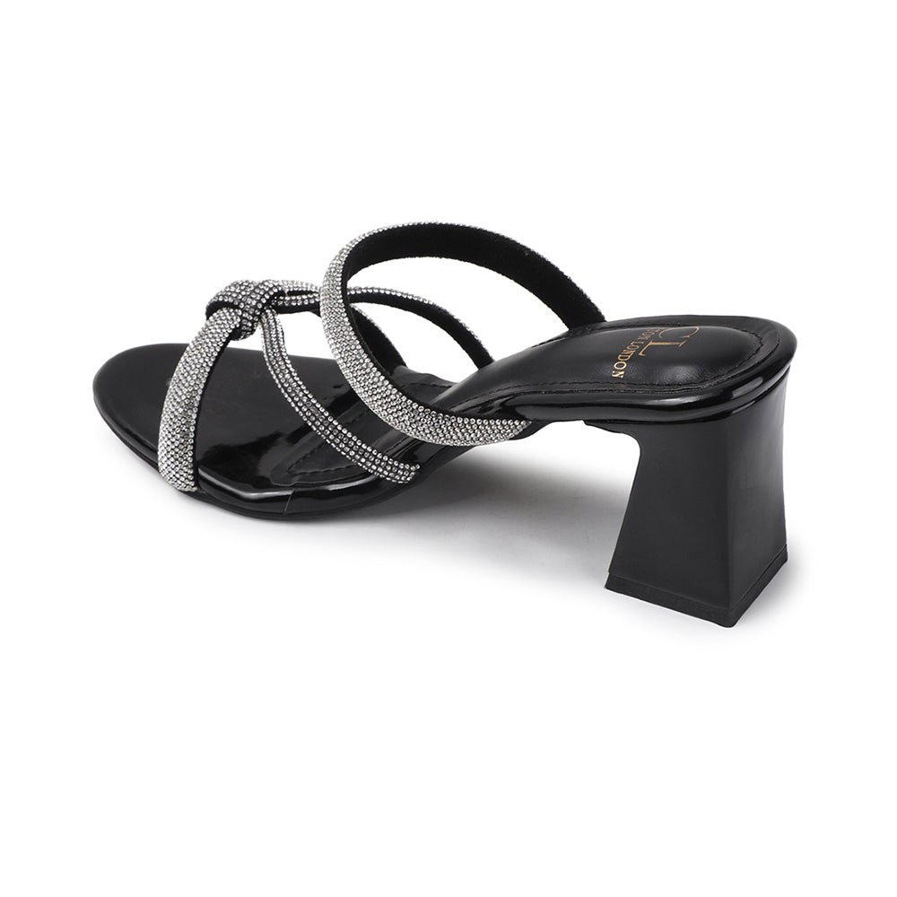 Lustrous Knot Strap Block Heel Women&
