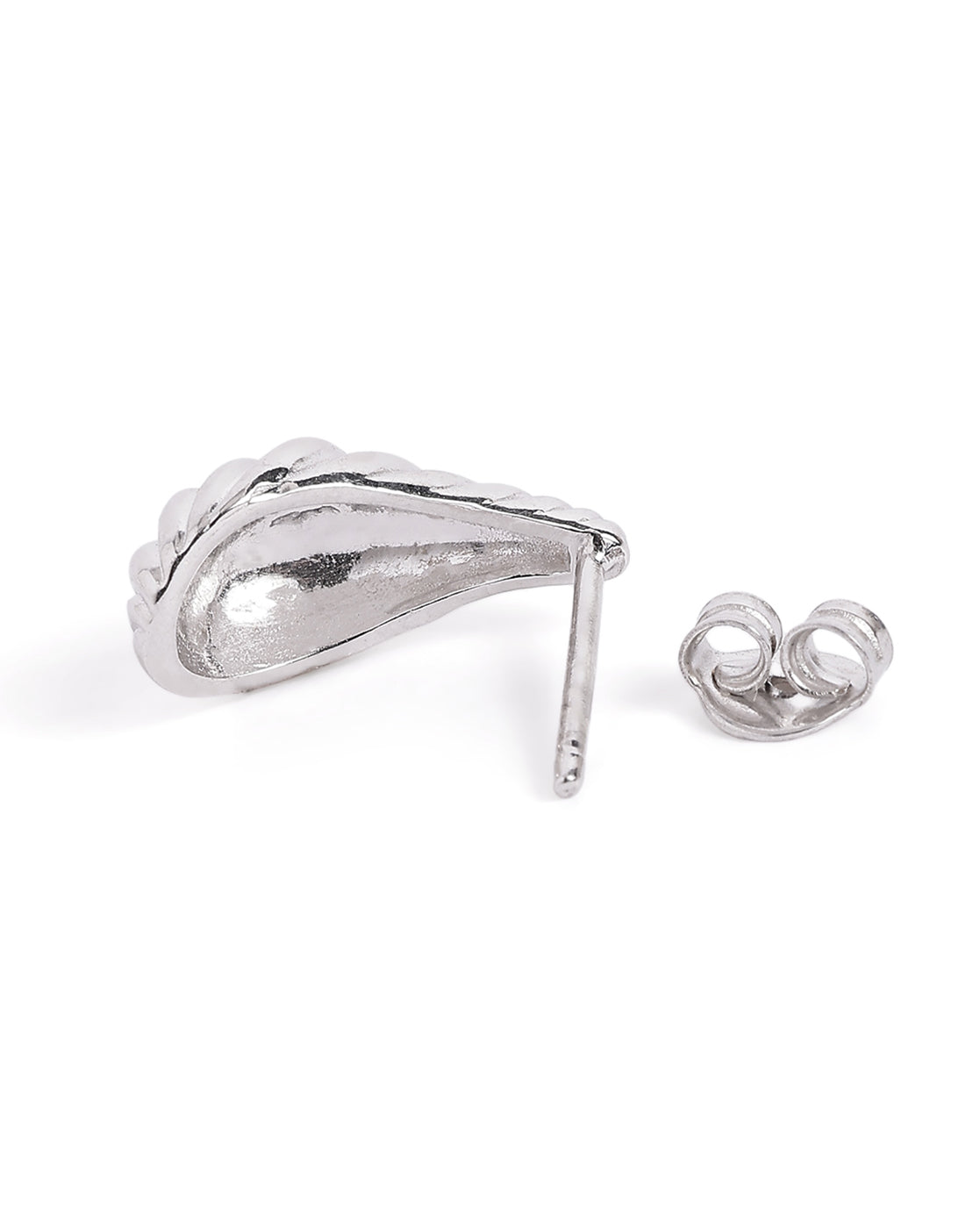 Rhodium Plated Seashell Mini Stud Earring