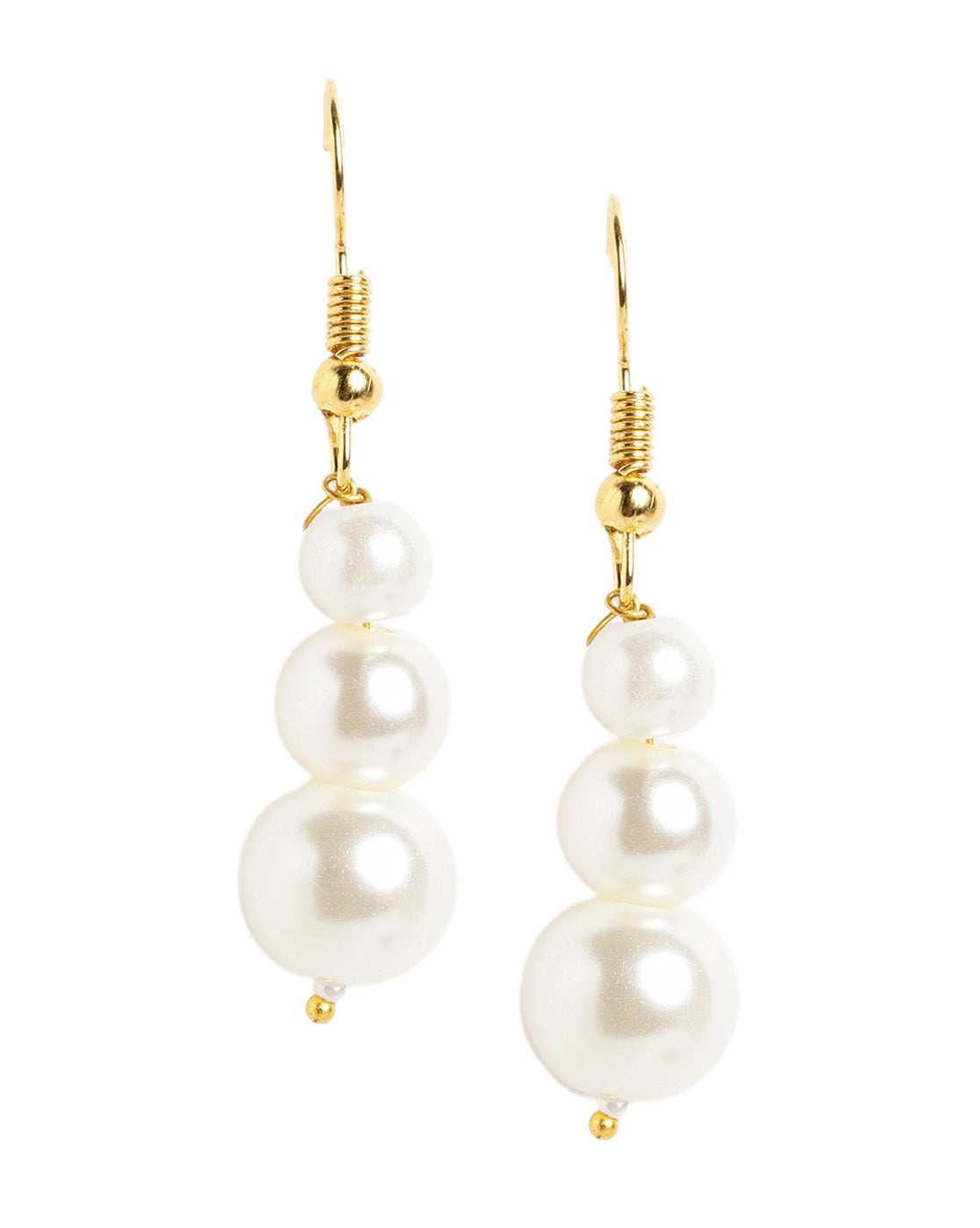 Gold Plated Double Strand Graduating Pearl Necklace with Earring Set
