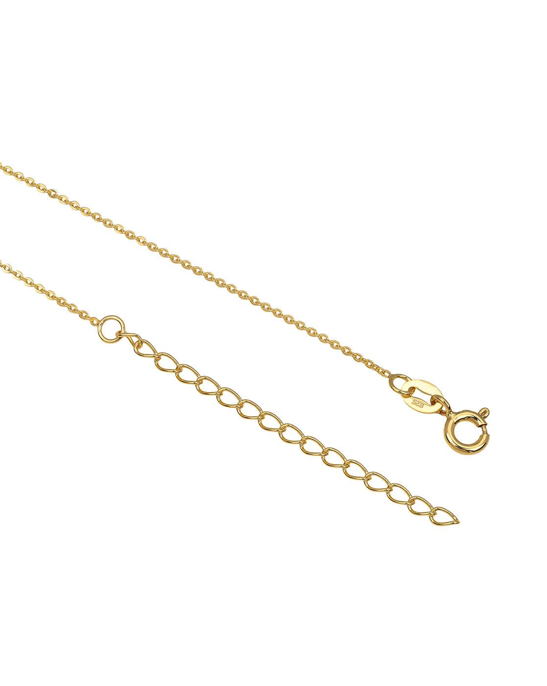 925 Sterling Silver 18kt Gold Plated Saphire Solitaire Heart Pendant and Chain