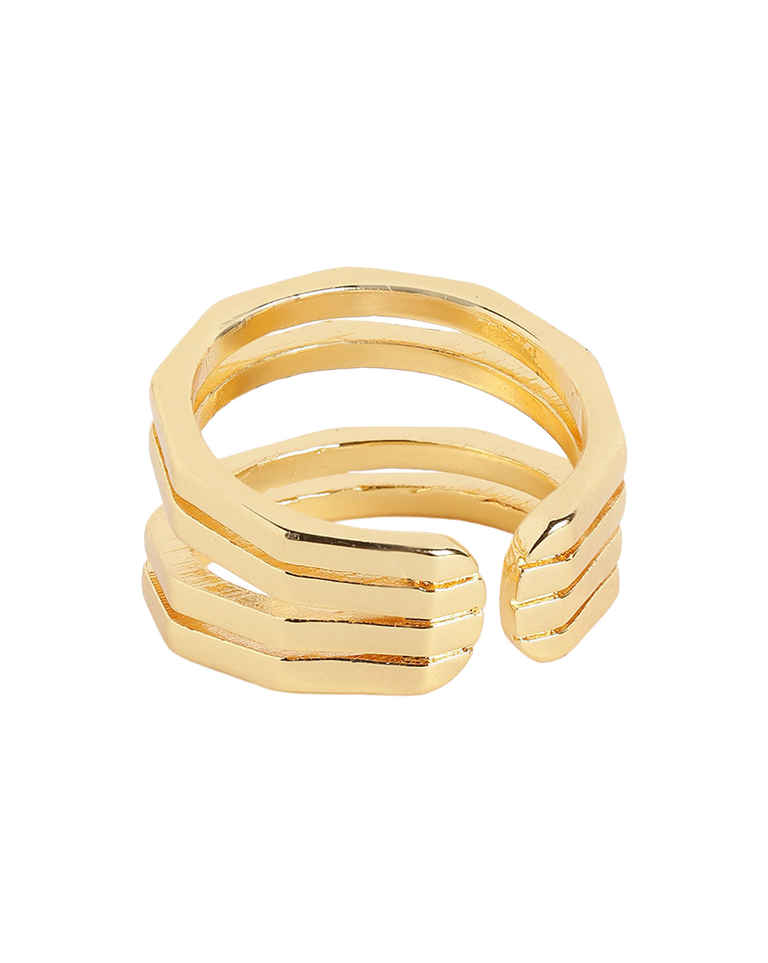 Gold Plated Modern Multi Band Classic Adjustable Ring