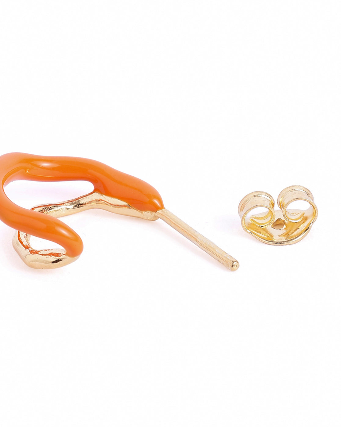 18kt Gold Plated Enamel Half Hoop Earring