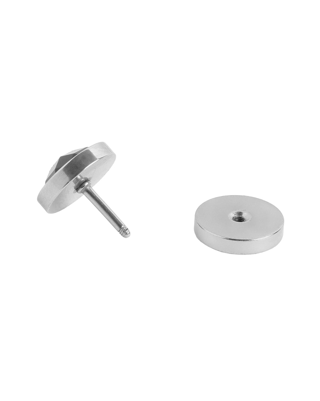 Men Silver Plated Black CZ Stud Earring