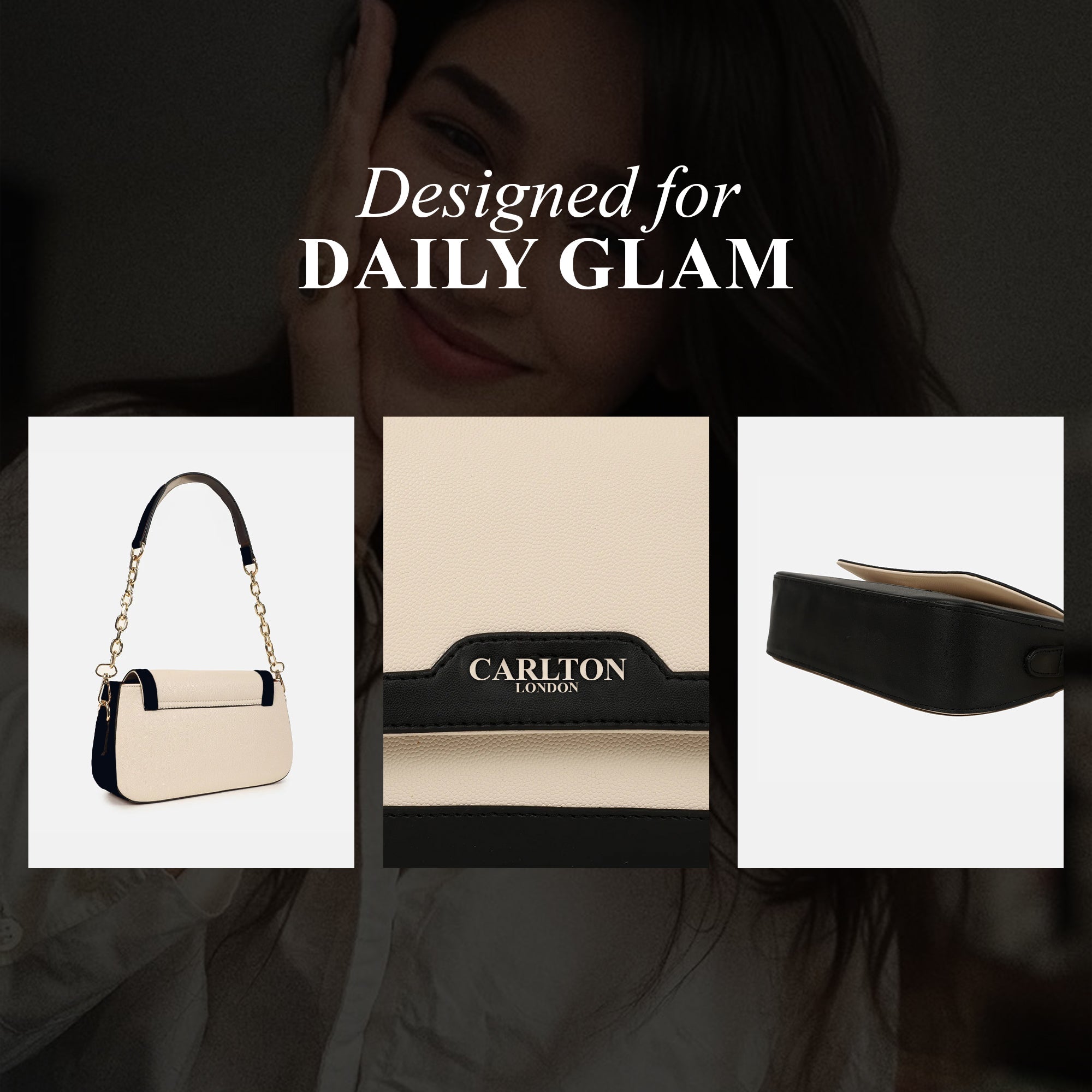 Carlton London Women Handbag - CLLP-945 CREAM BLACK