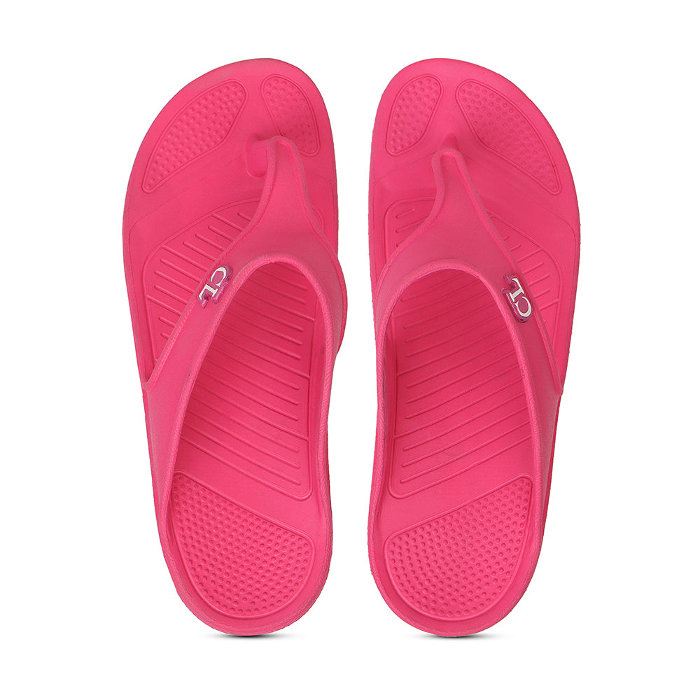Women Fuchsia Comfortable Wedge Flip Flops