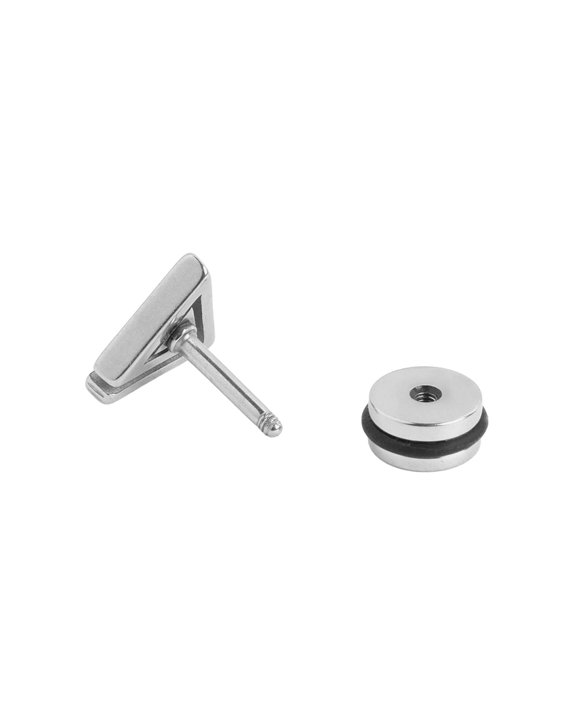 Men Silver Plated Triangular Stud Earring