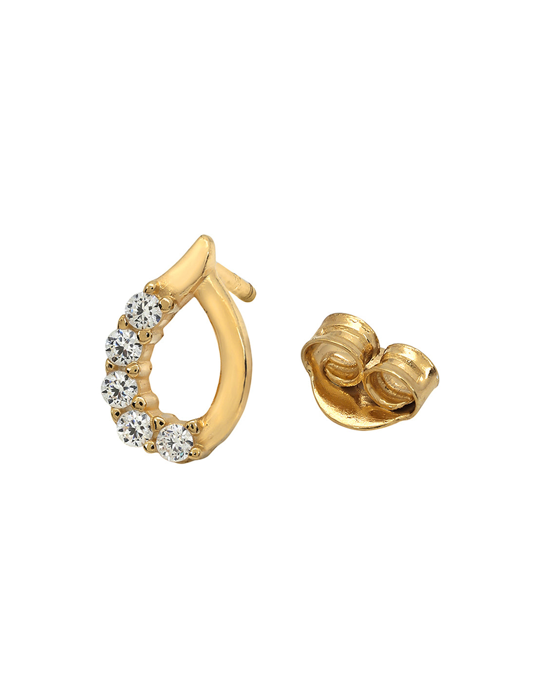 925 Sterling Silver 18kt Gold Plated CZ Teardrop Petite Stud Earring
