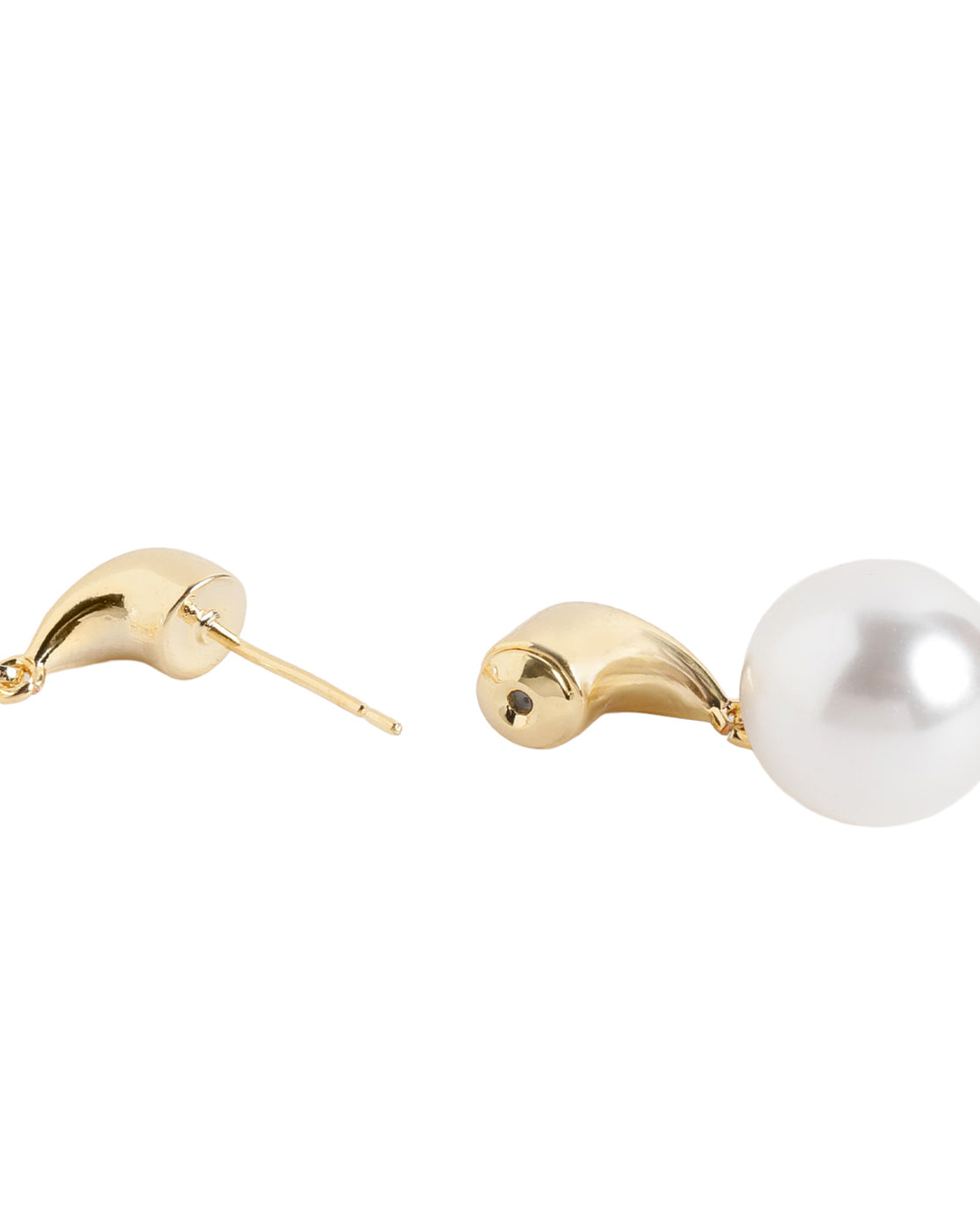 Gold Plated Modern Front-Back Jacket Pearl Earring