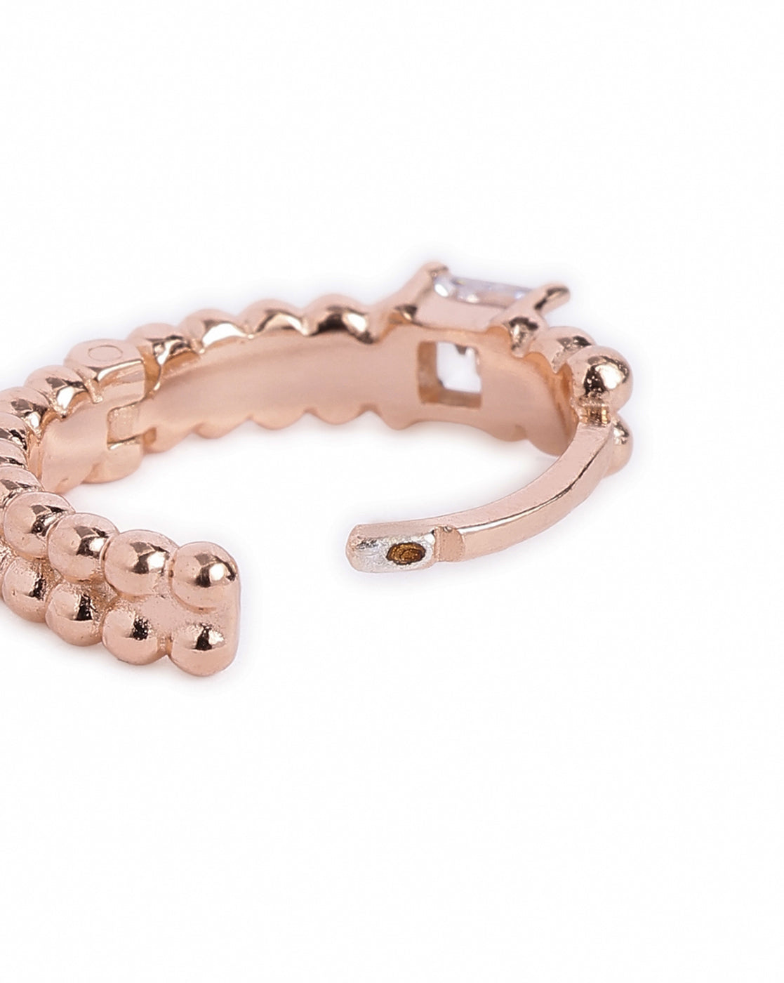 18kt Rose Gold Plated Solitaire Huggie Hoop Earring