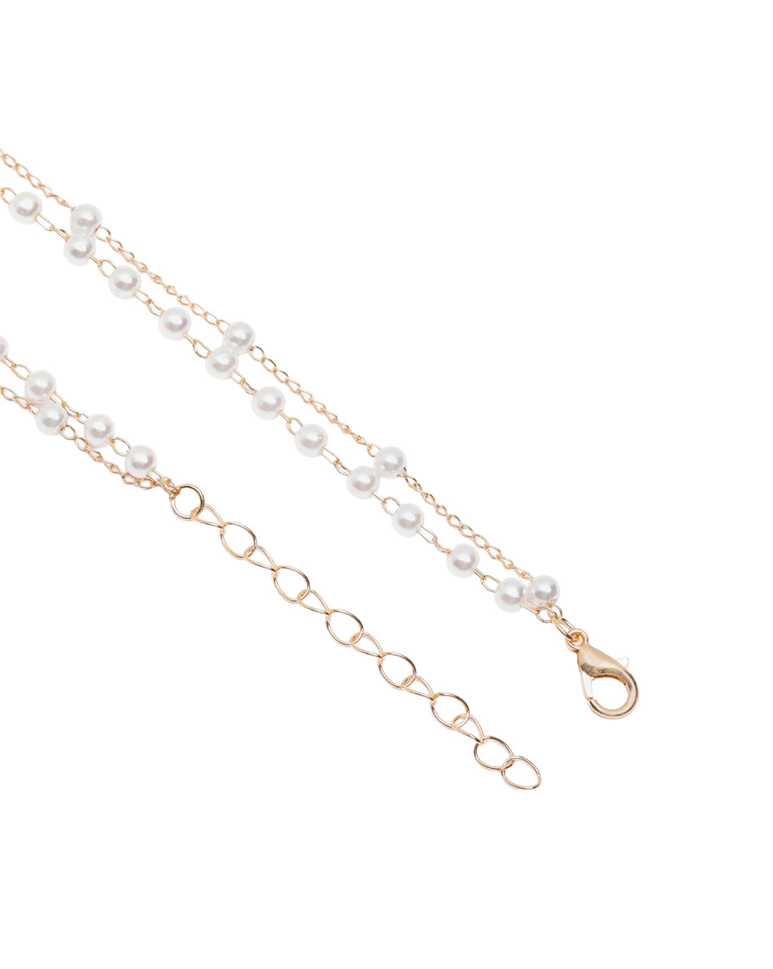 Gold Plated Elegant Pearl Layered Lariat Necklace
