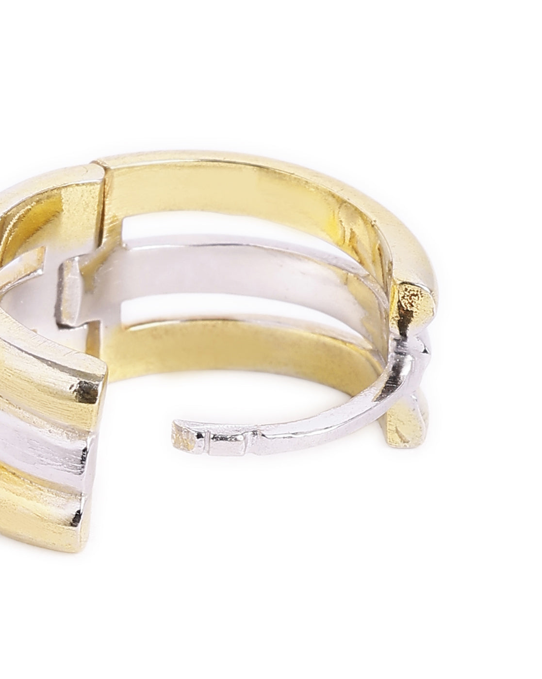 18kt Gold & Rhodium Plated Fashionable Layered Huggie Hoop Earring
